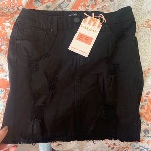 Black denim skirt